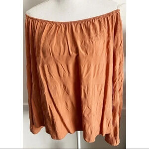 Elizabeth & James • Pastel Orange Ruched Off The Shoulder Blouse